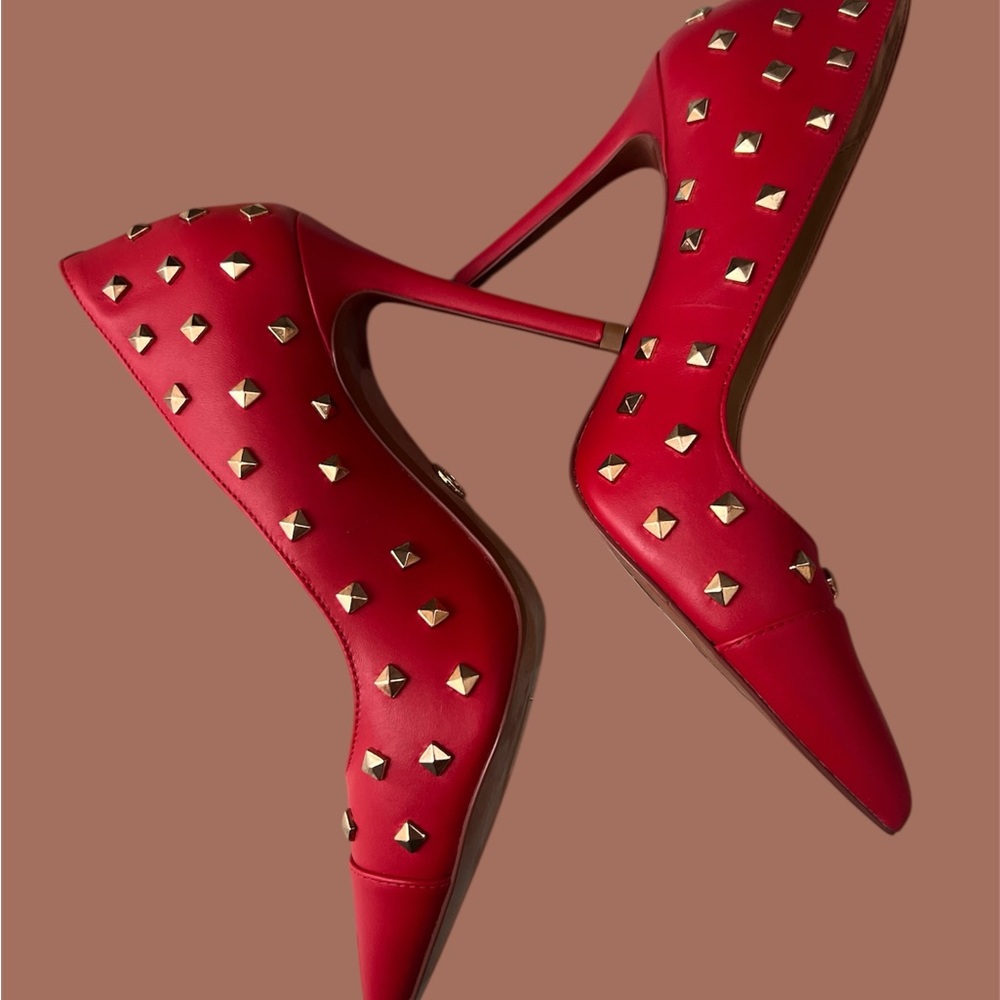 Red Studded Women's Heels